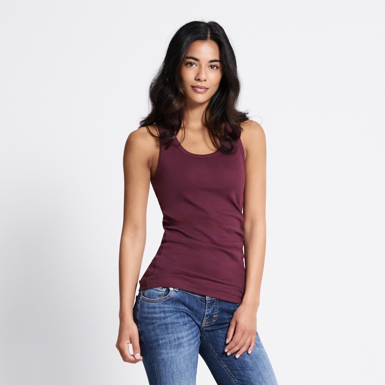 Basic ribbed tank top "Johanna" Plum